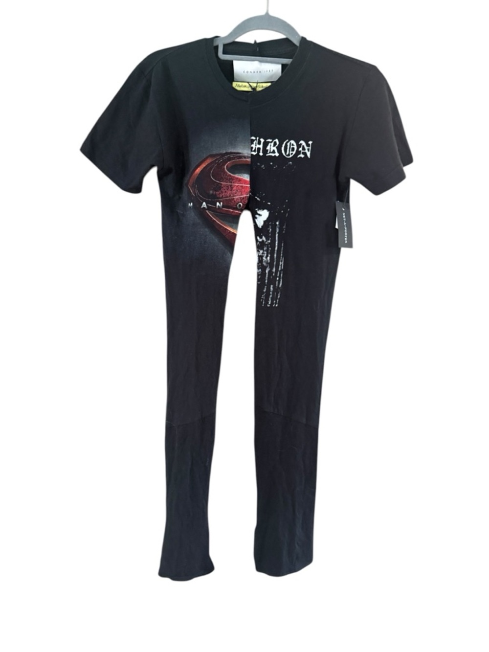 Black Graphic Short Sleeve Crop Tee with Red Crest Detail - Picture 12 of 13
